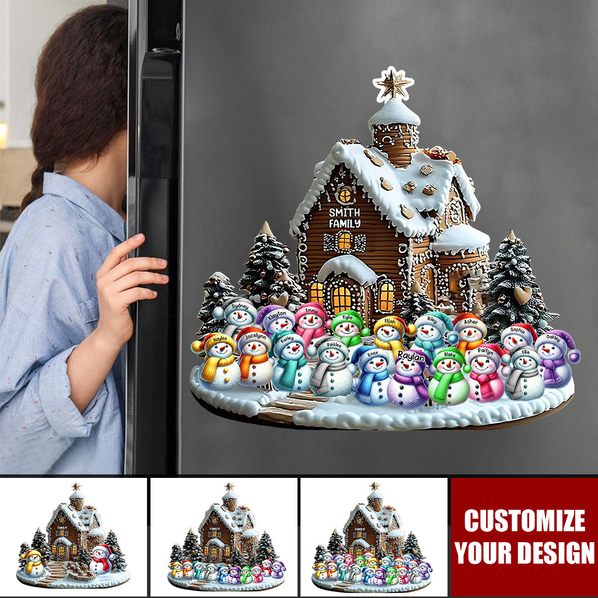 Merry Christmas Snowman - Personalized Family Decal