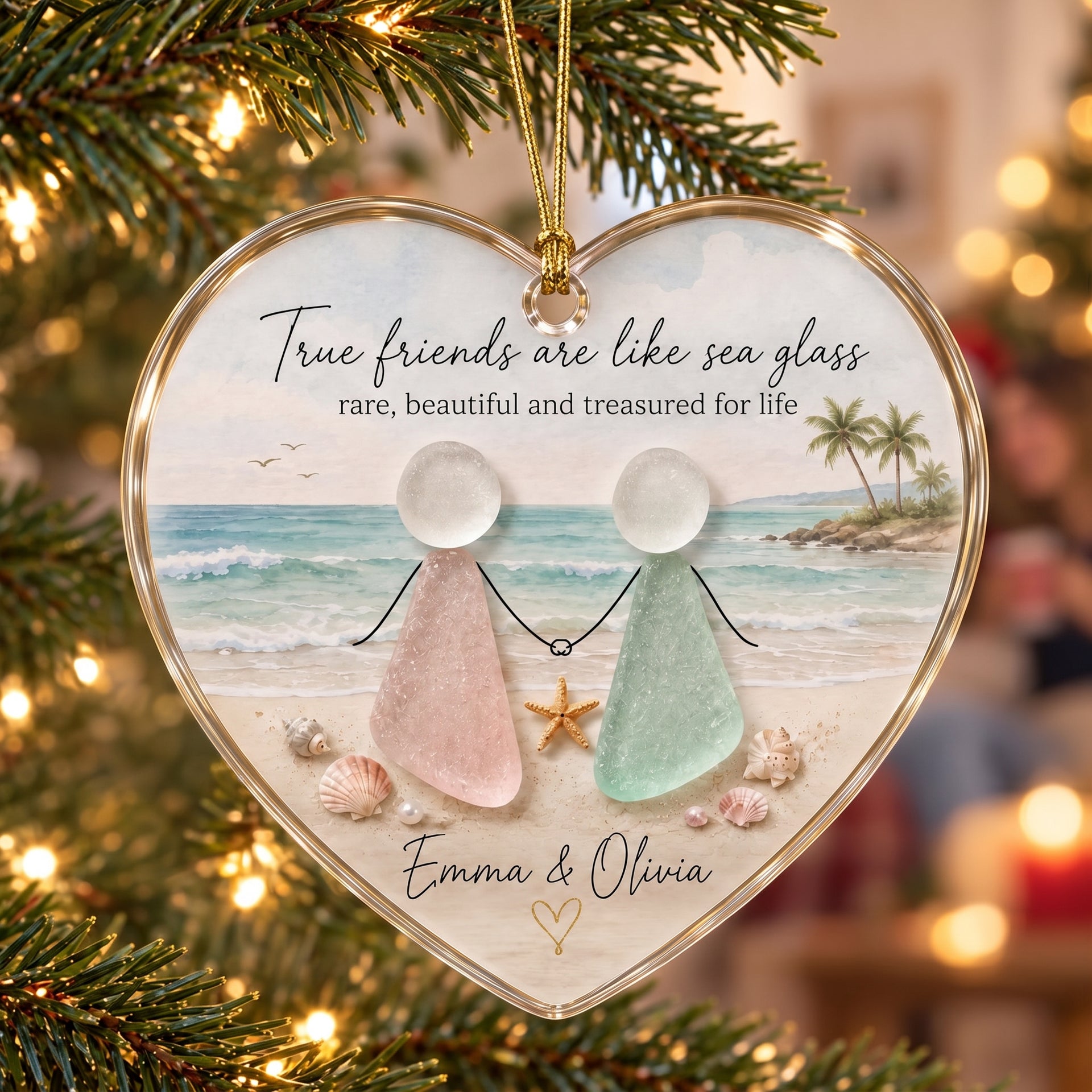 Personalized Best Friend Beach Friendship Christmas Ornament