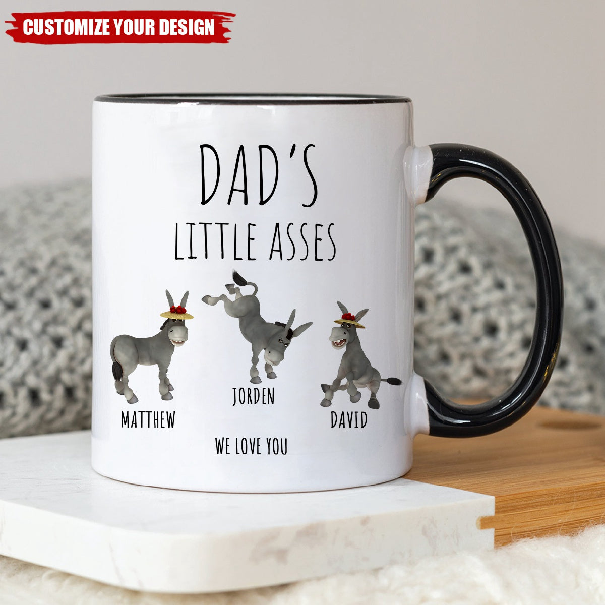 Personalized Dad Funny Mug Gift, Papa's Little Asses, Daddy's Donkeys