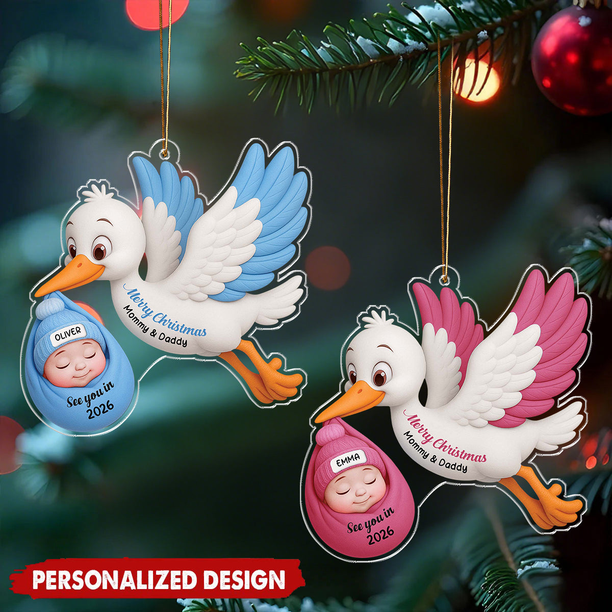 Personalized Baby Christmas Ornament - Custom Parents to be Gifts