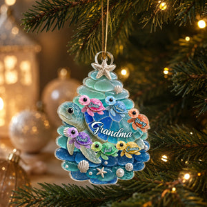 Turtle Grandma Grandkids - Personalized Family Christmas Tree Ornament