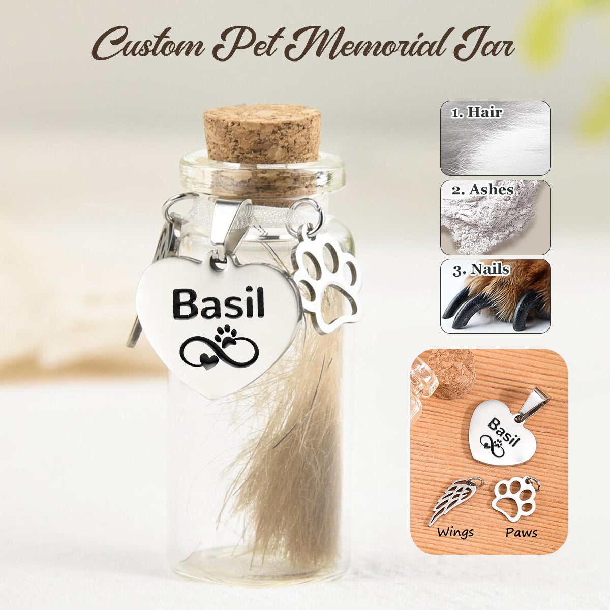 Custom Pet Memorial Jar - Personalized Dog Cat Loss Gifts