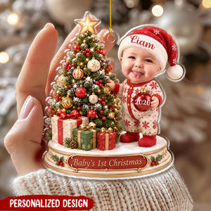 Personalized Baby First Christmas Photo Ornament