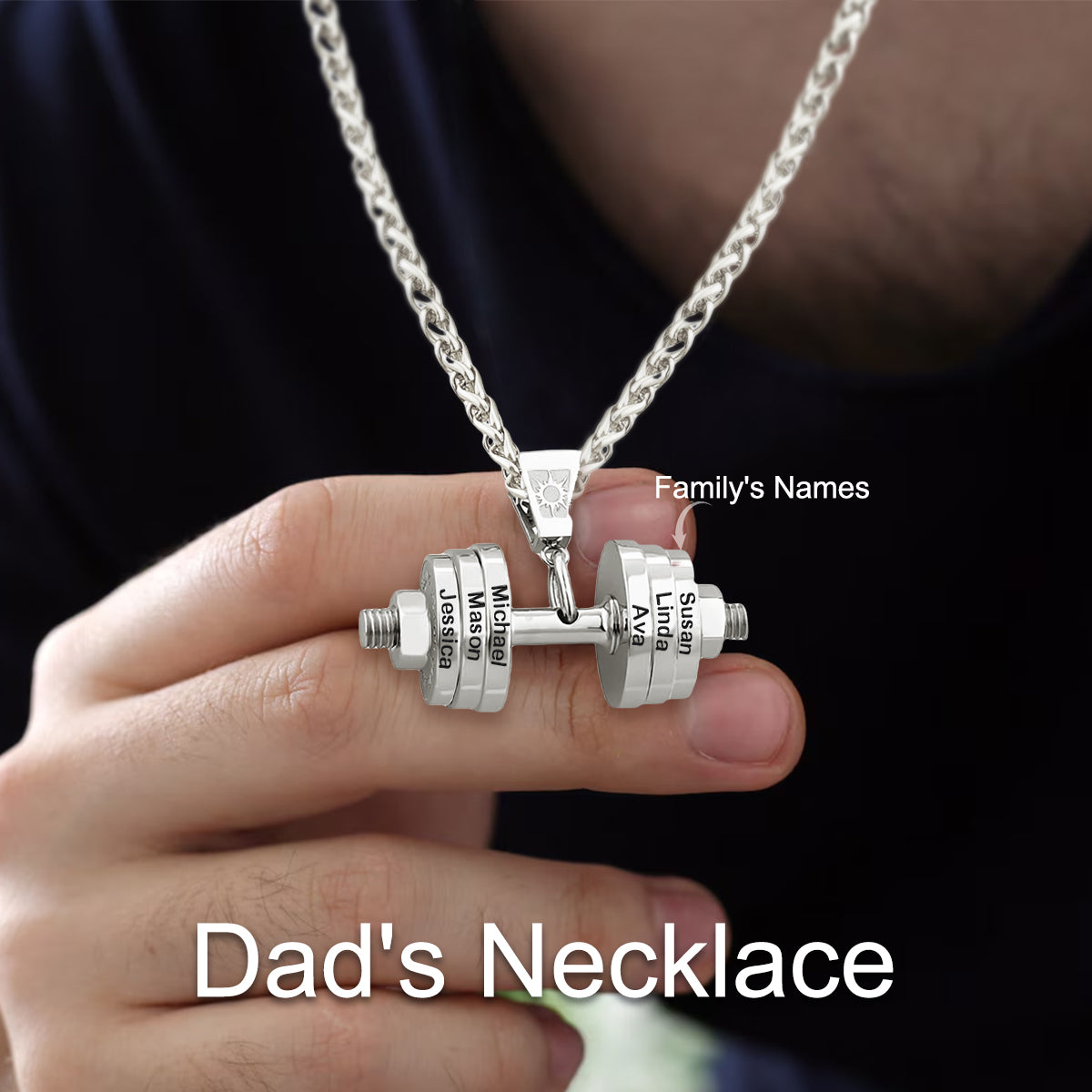 Personalized Name Dumbbell Necklace For Father's Day
