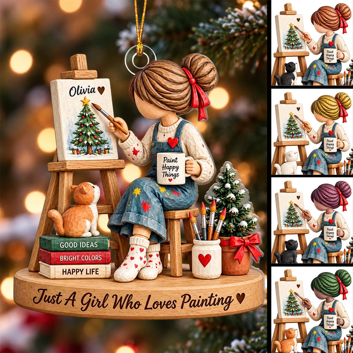 Personalized Painter Christmas Ornament, Custom Name Artist Gift, Painting Lover Ornament