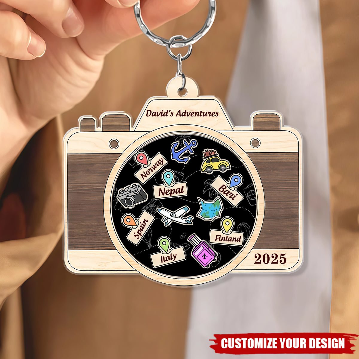 Personalized Travel Adventure Keychain, Custom Traveling Destination Keychain