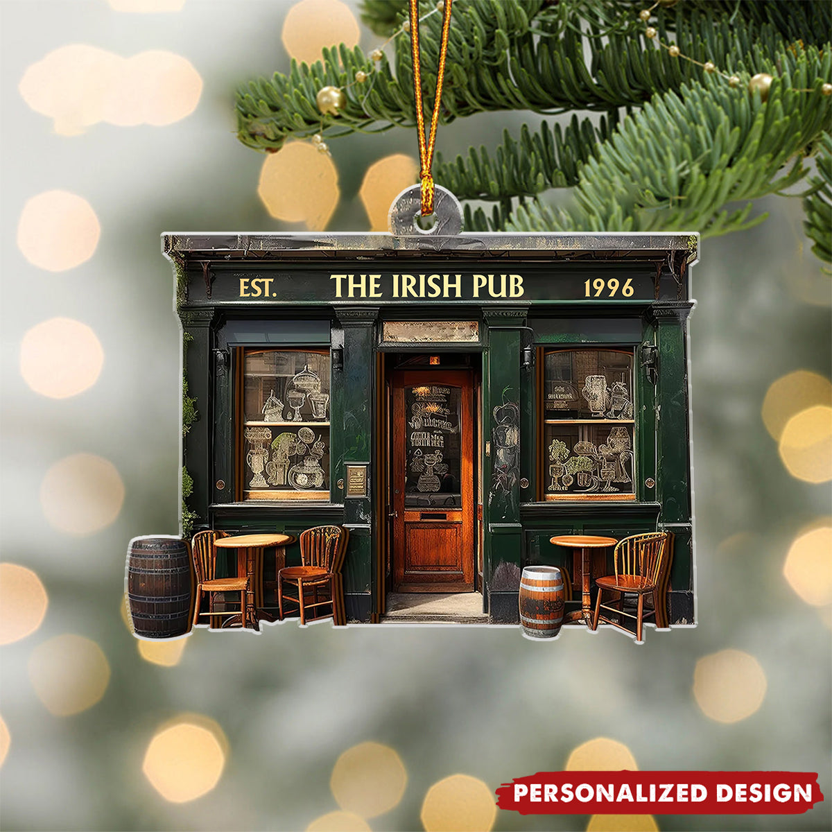 Irish Pub - Personalized Acrylic Ornament, Irish Ornament, Christmas Keepsake
