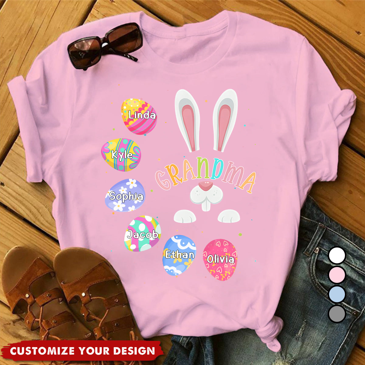 Personalized Easter Gift For Grandma-Grandma & Kid T-Shirt