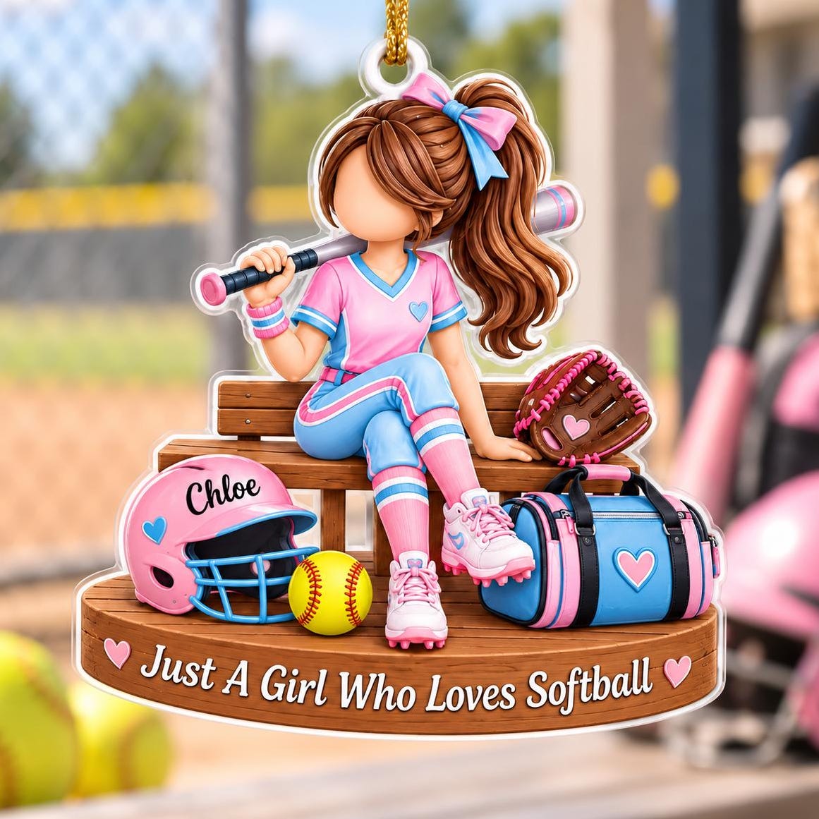 Personalized Softball Girl Ornament, Softball Player Girls Team Gift