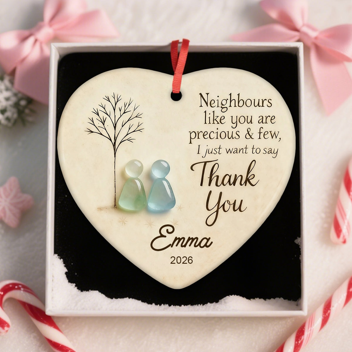 "Thank You Neighbours" Personalized Heart - Shaped Ornament