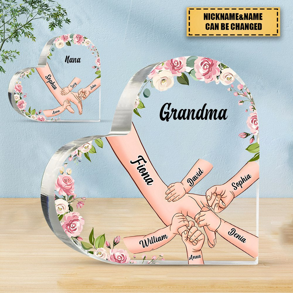 Hand In Hand Personalized Acrylic Heart-shaped Plaque