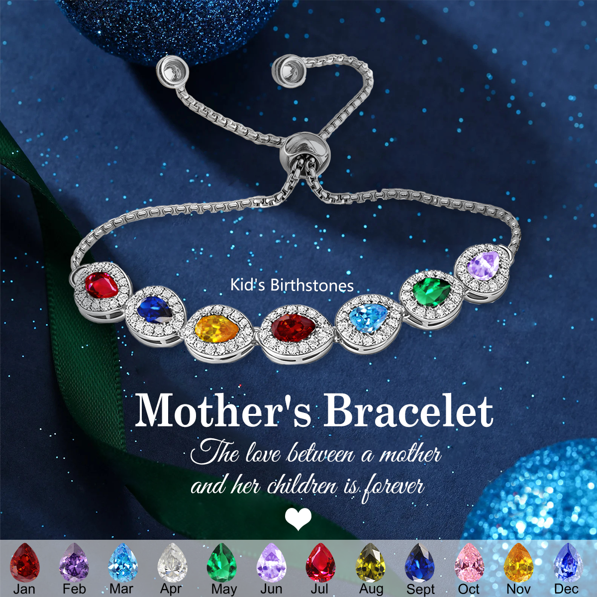 Personalized Anniversary Family Birthstone Bracelet