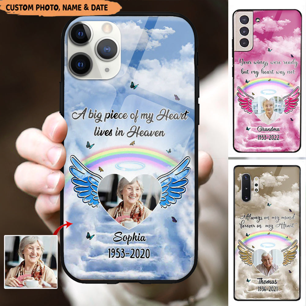 Personalized Memorial A big Piece Of My Heart Lives In Heaven Custom Photo Phone Case