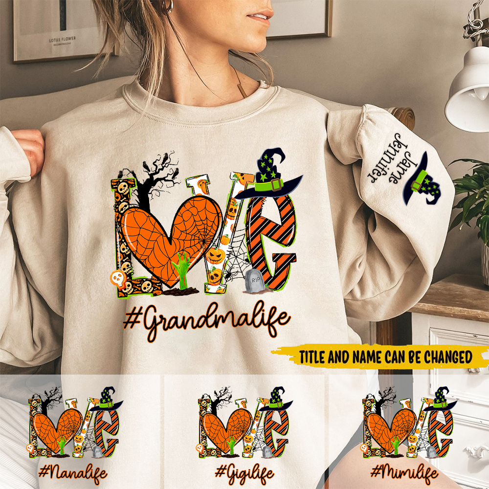 Halloween Love Grandma Life and Kids Sweatshirt