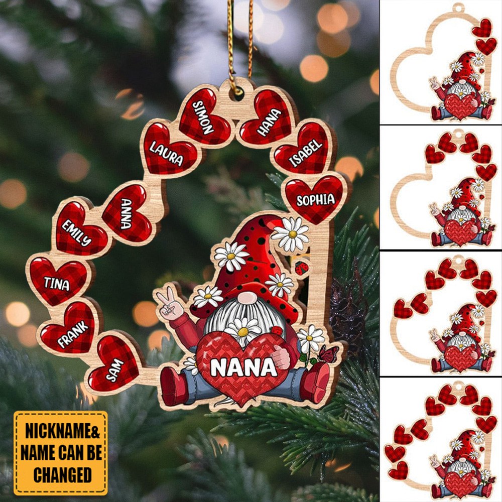 Personalized Nana With Heart Wood Custom Shape Ornament