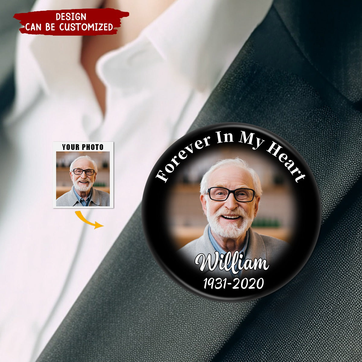 In Loving Memory of Personalized Memorial Button Pin - pixisid
