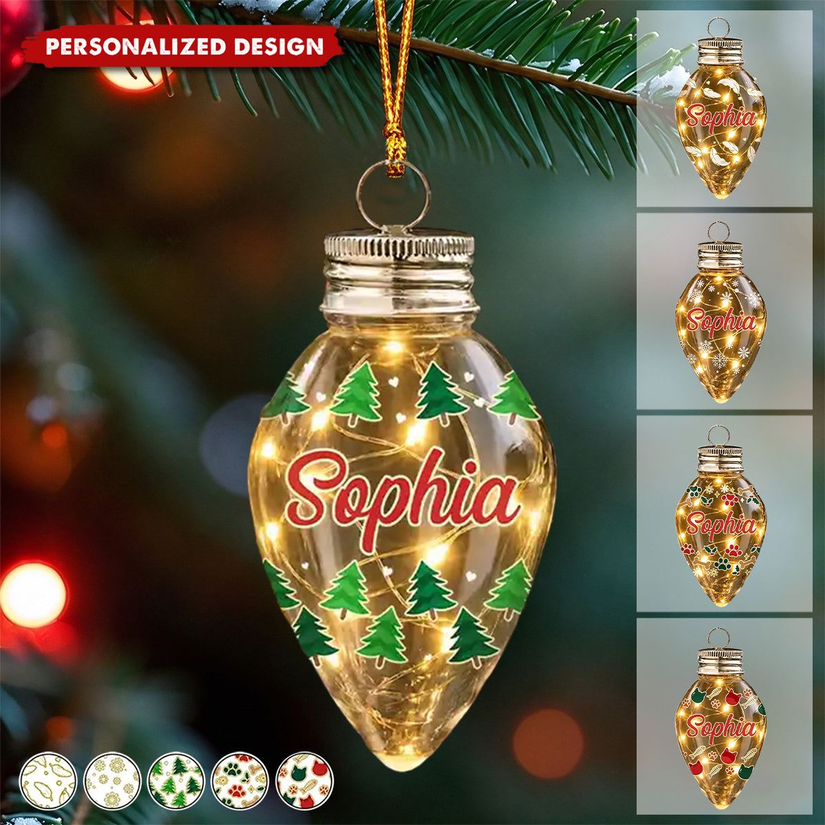 Christmas Decoration For Family - Personalized Ornament With Name Chili Bulb LED Light