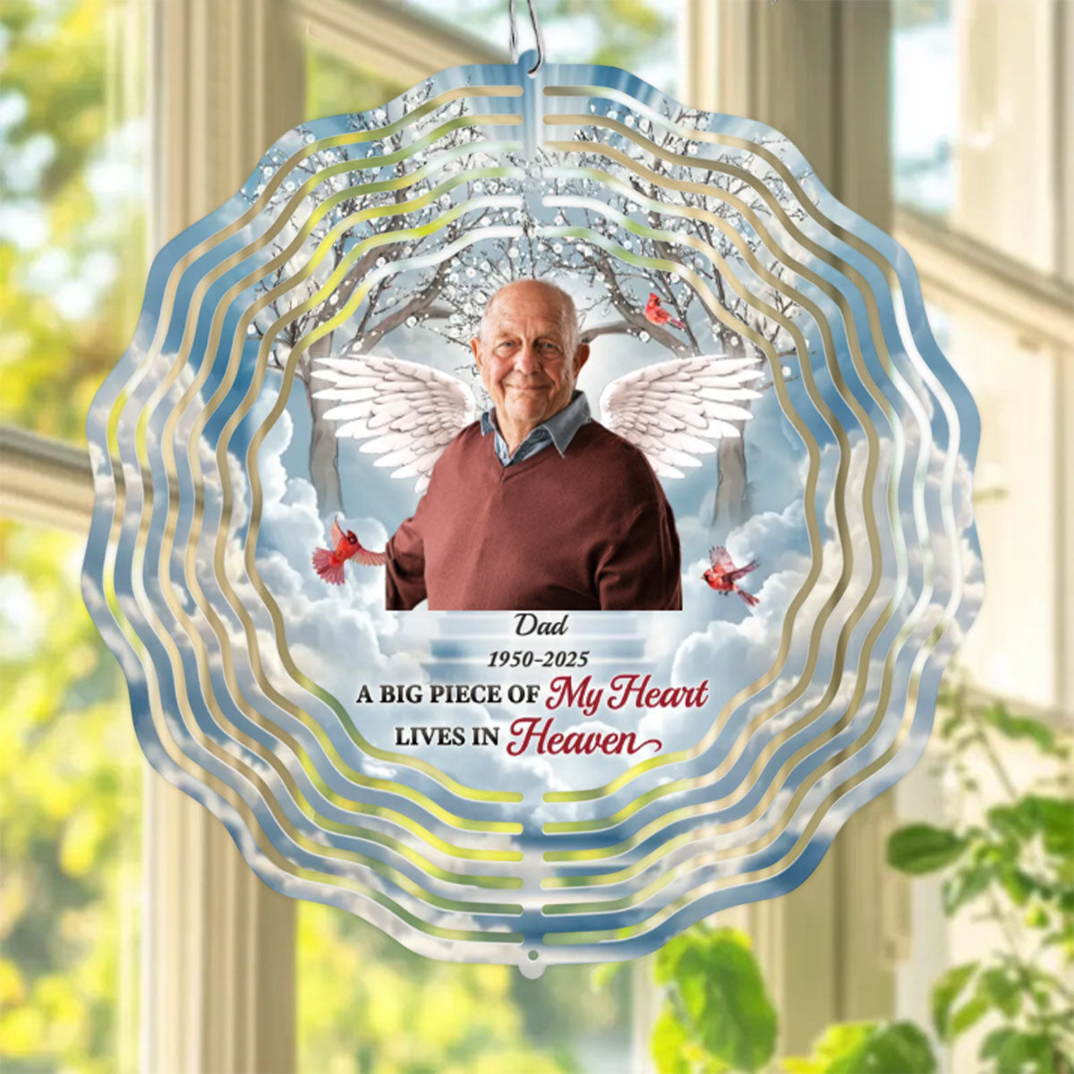 A Big Piece Of My Heart Lives In Heaven - Personalized Memorial Wind Spinner