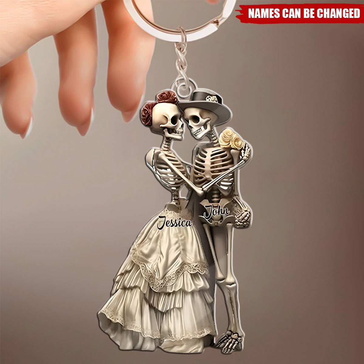 Personalized Skeleton Couple Keychain – Gift For Couple