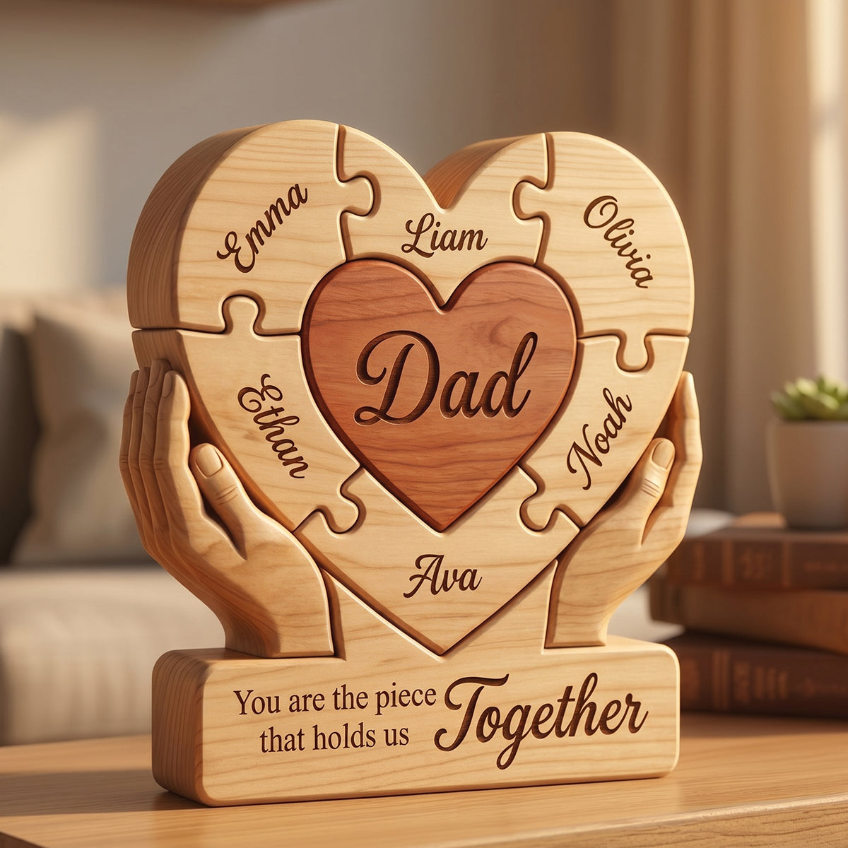 Personalized Wooden Puzzle Plaque For Dad，Father's Day Gift