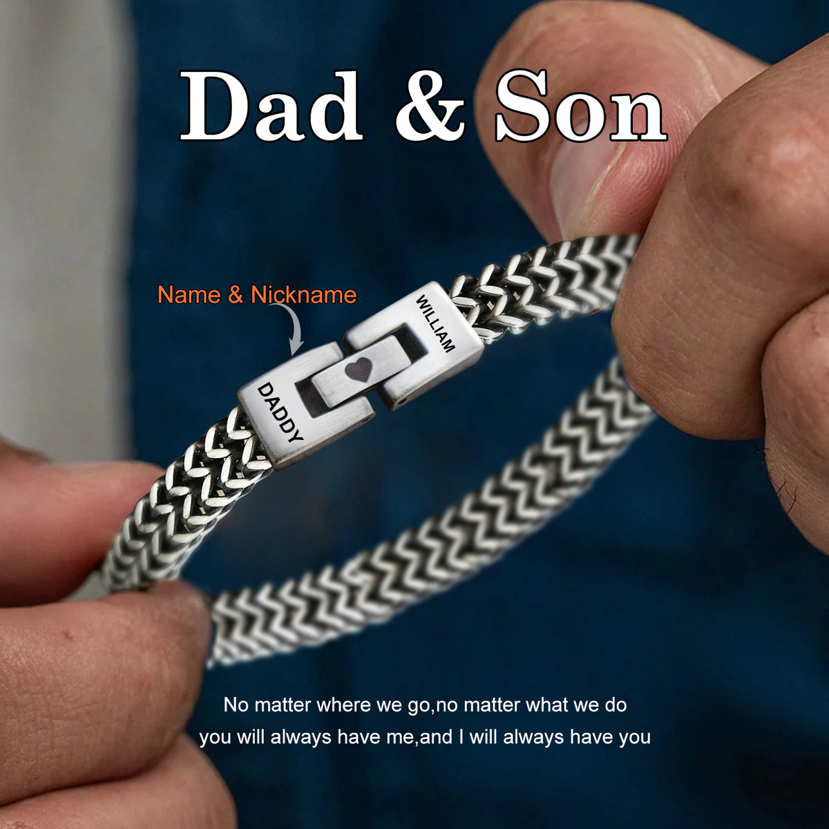 Personalized Custom Name Dad And Son Bracelet, Family Gifts