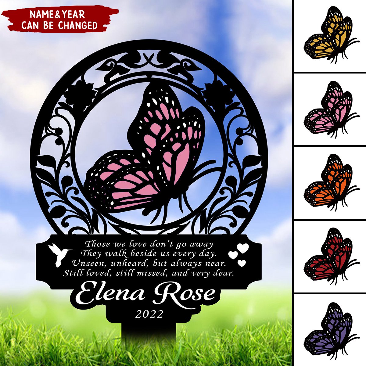 In Loving Butterfly Memorial Gift- Personalized Acrylic Garden Stake