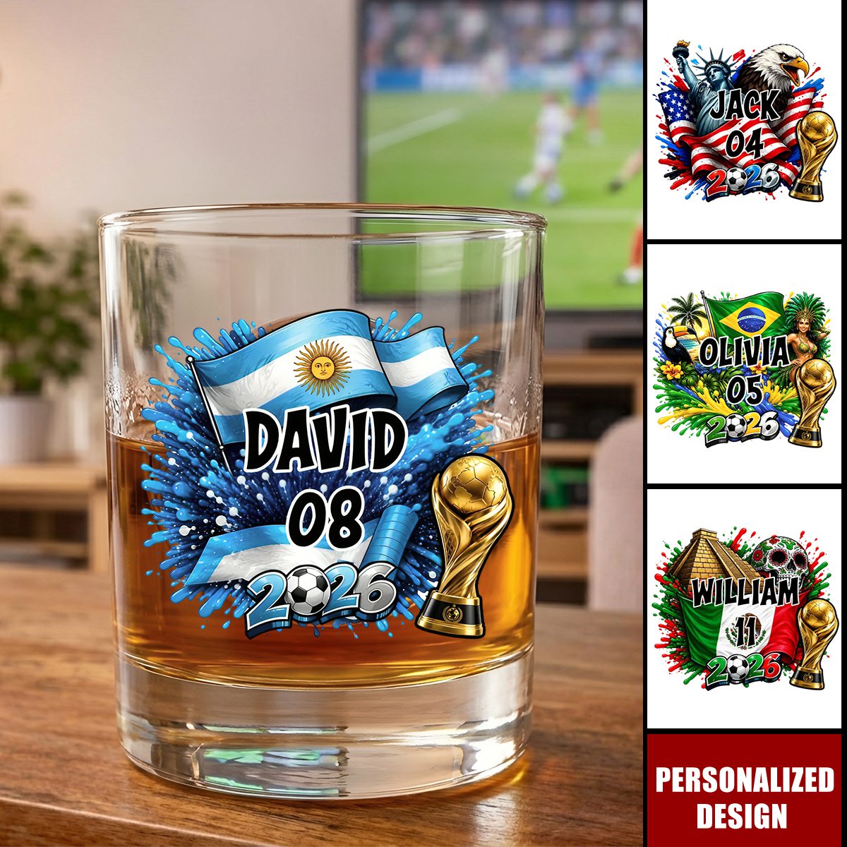 World Football Lover - Personalized 2026 World Cup Country Whiskey Glass