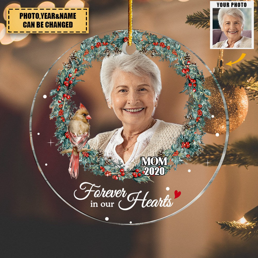 Personalized Forever In Our Hearts Photo Circle Ornament
