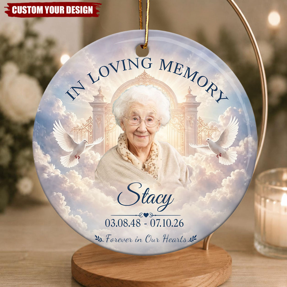 Serenity Sky Custom Memorial Photo Ornament