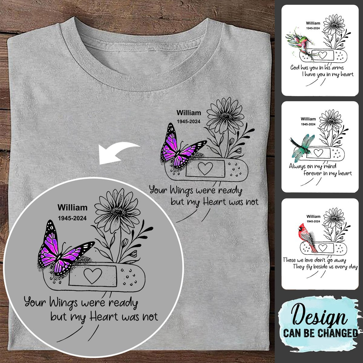 Memorial Gift-Custom Personalized Memorial Butterfly Embroidered T-Shirt