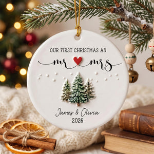 Personalised First Christmas Mr and Mrs Ceramic Ornament