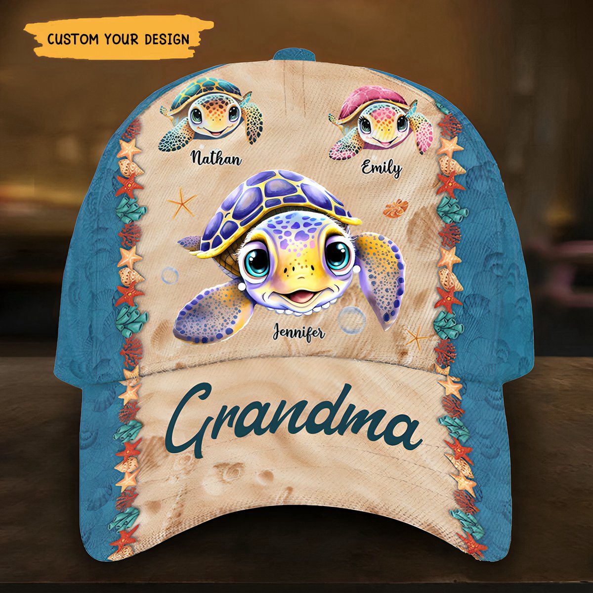 Gift For Grandma Turtle Personalized Cap