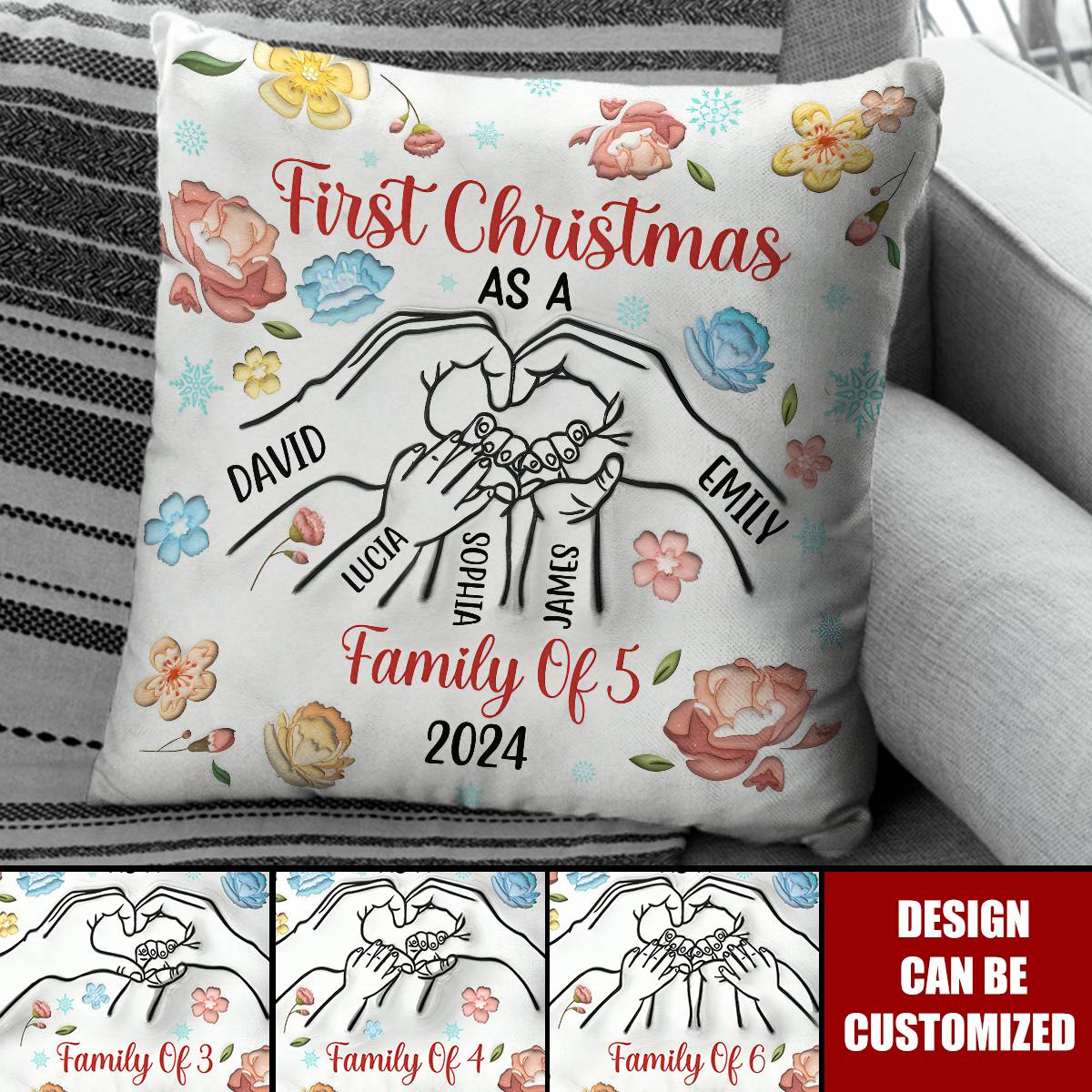 First Christmas As Family - Personalized Pillow Case - Christmas Gift For Family, Baby Kids