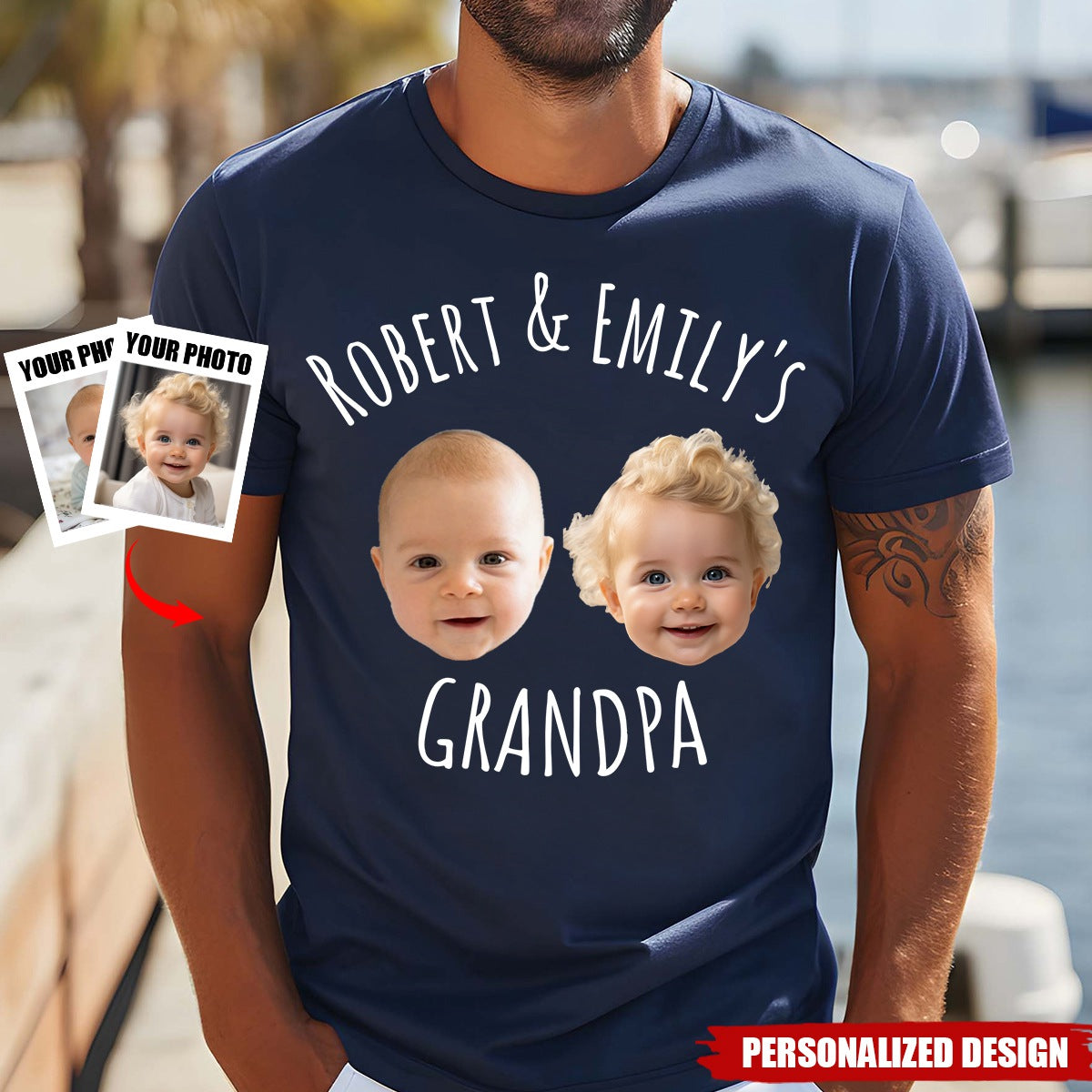 Custom Photo Baby Face Kid Face This Dad Belongs To - Personalized T Shirt