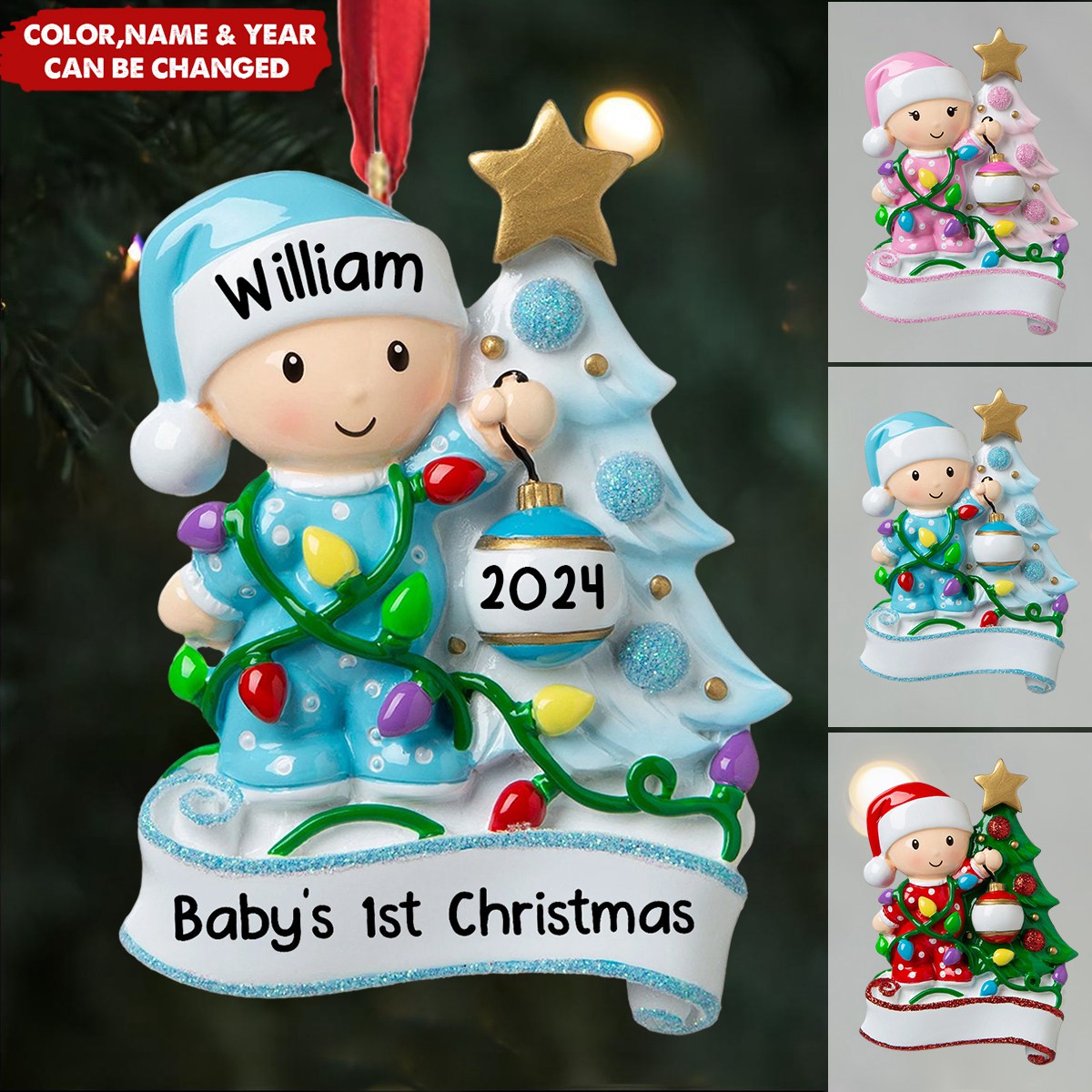 DIY Snow Baby's First Christmas Hand-writing Resin Ornament
