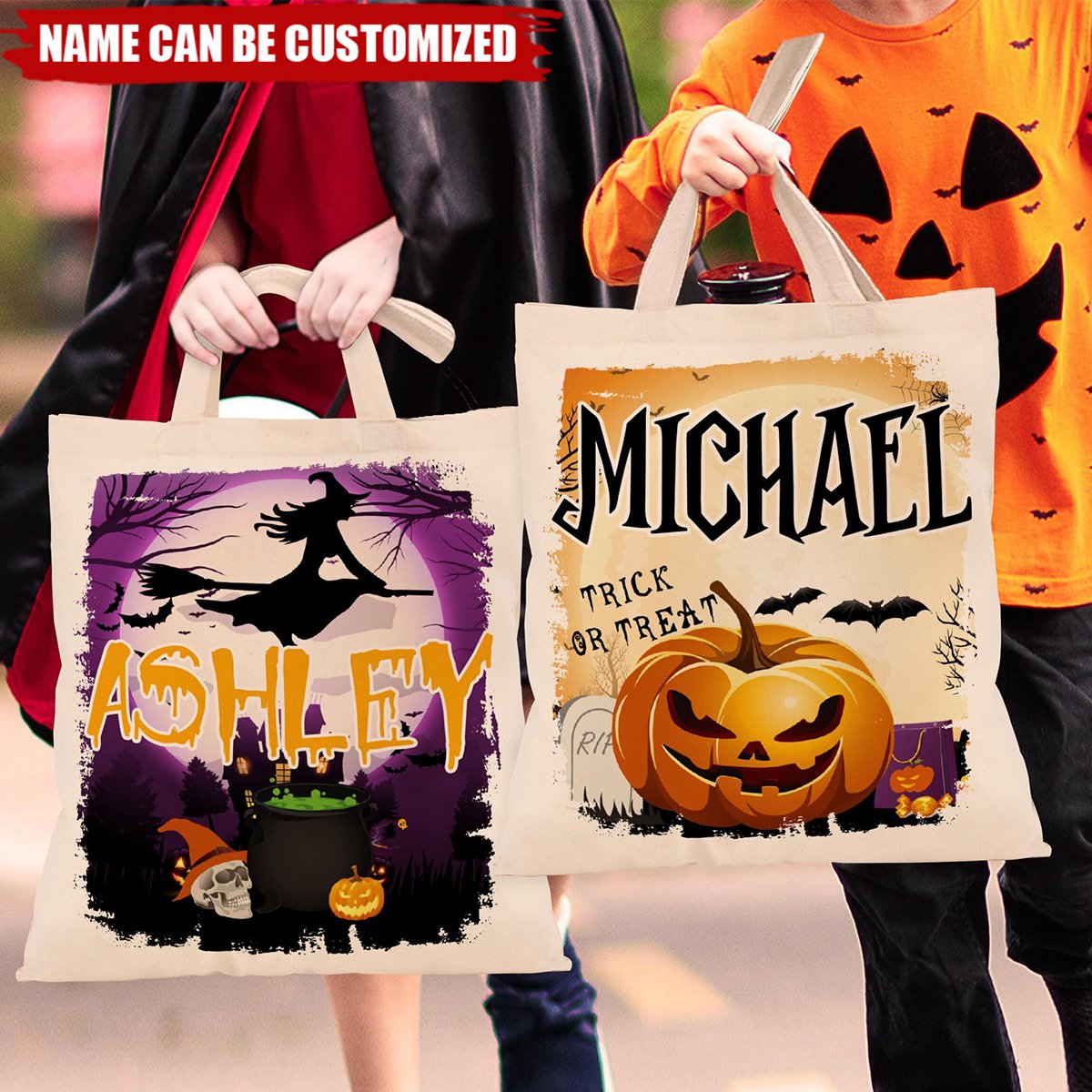 Personalized Halloween Trick or Treat Tote Bag