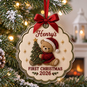 Personalized Baby’s First Christmas Bow-Knot Ornament
