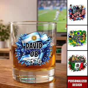 World Football Lover - Personalized 2026 Football Match Country Whiskey Glass