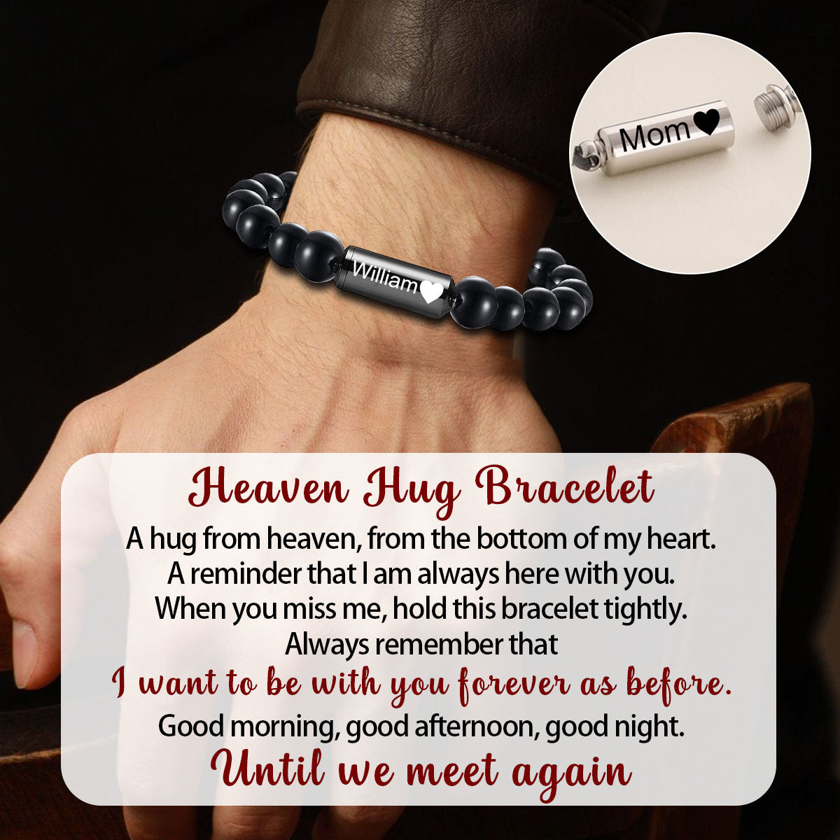 Custom Text Memorial Ashes Urn Keepsake Bracelet