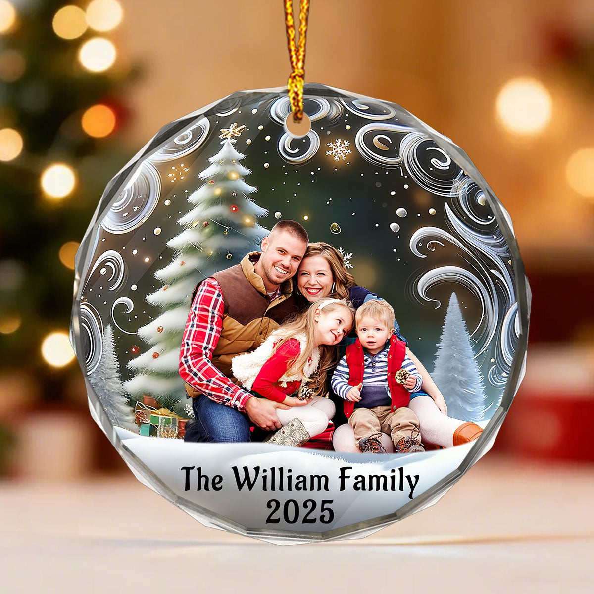 Family Is Love - Personalized Family Photo Christmas Ornament