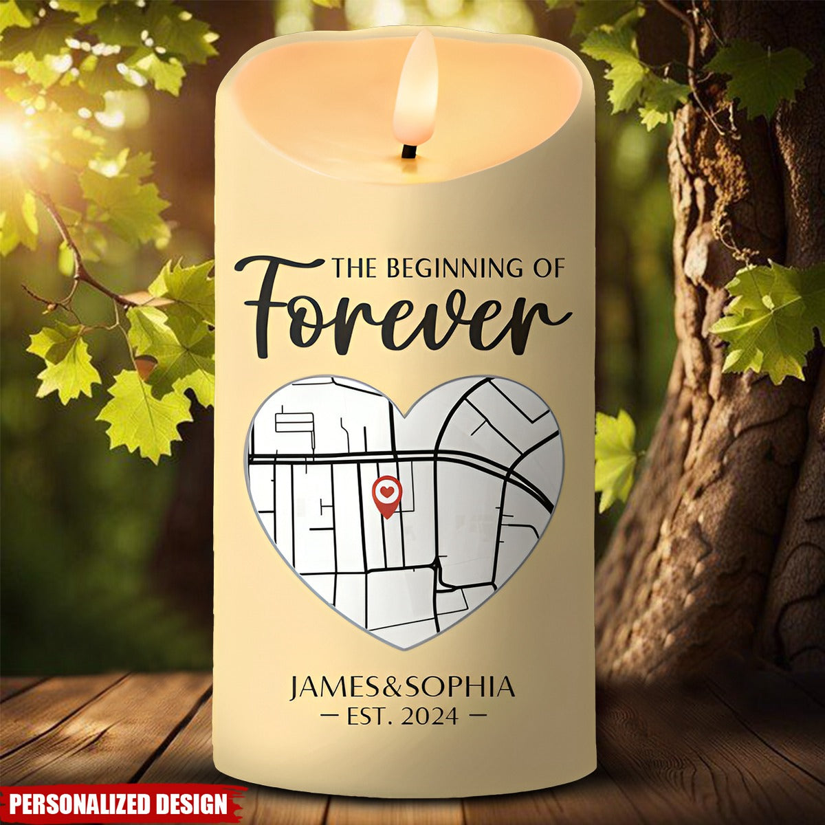 The Beginning Of Forever-Personalized Couple Commemorative LED Candle