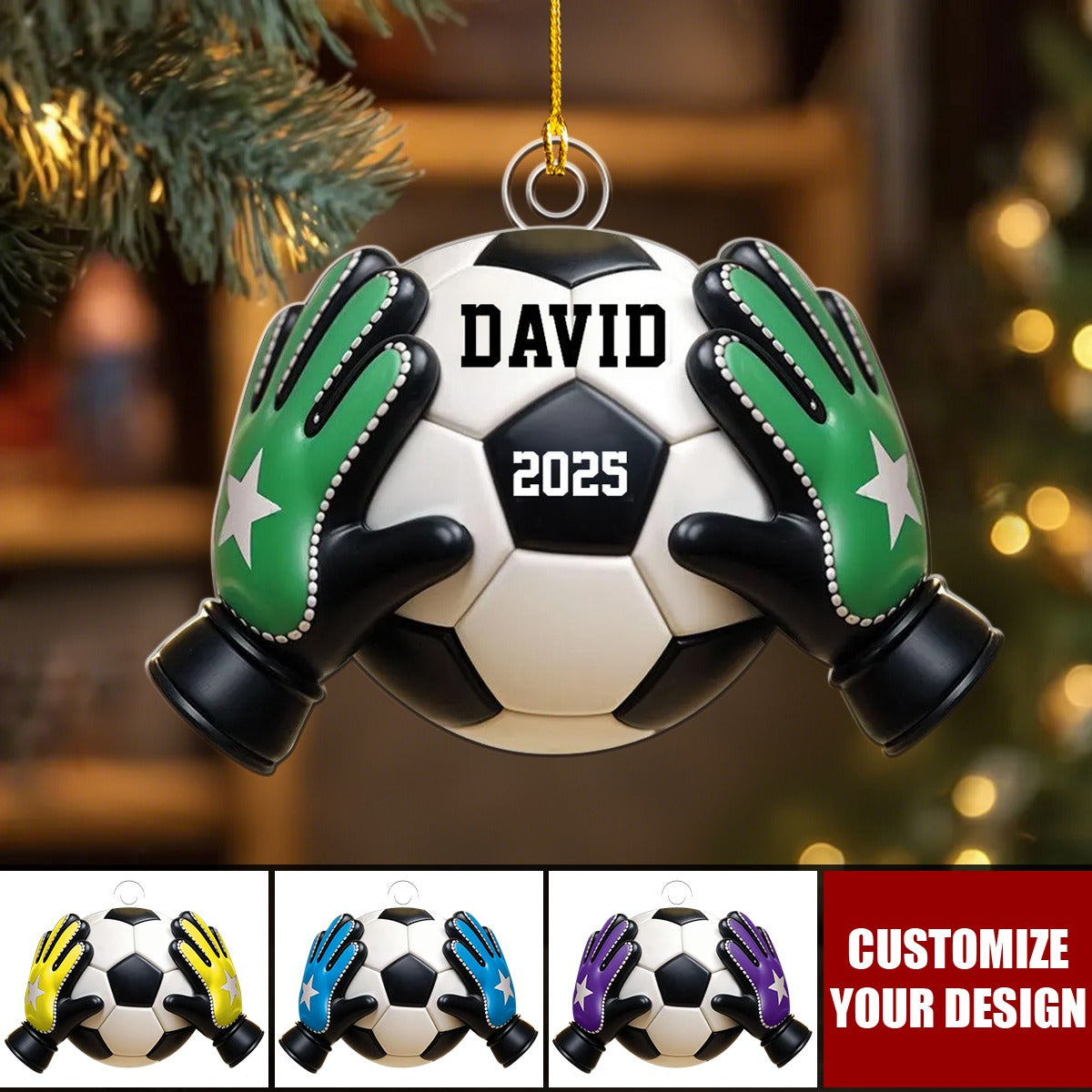 Goal Keeper Christmas Ornament, Custom Soccer Ornament
