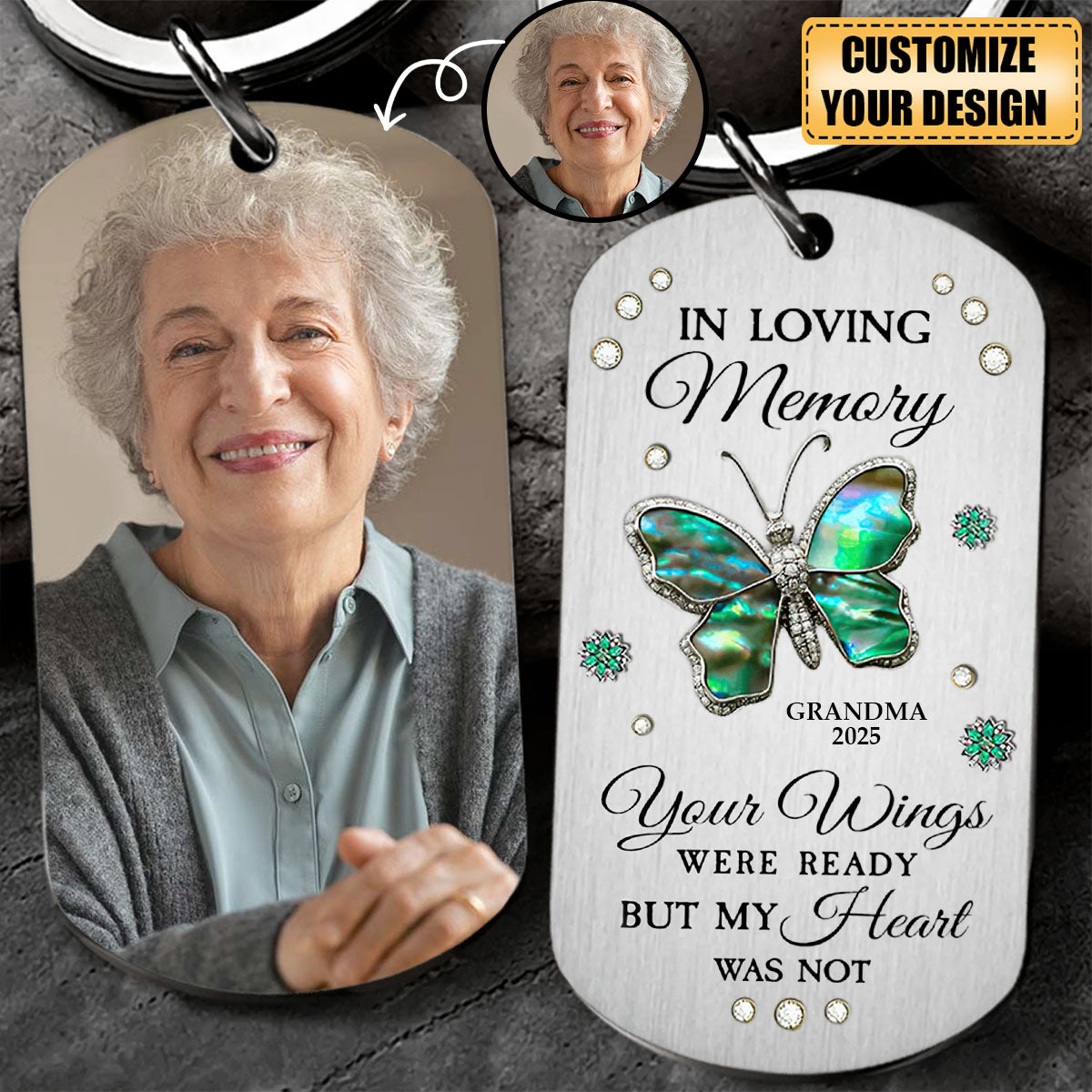 Your Wings Were Ready But My Heart Was Not - Personalized Memorial Stainless Steel Keychain