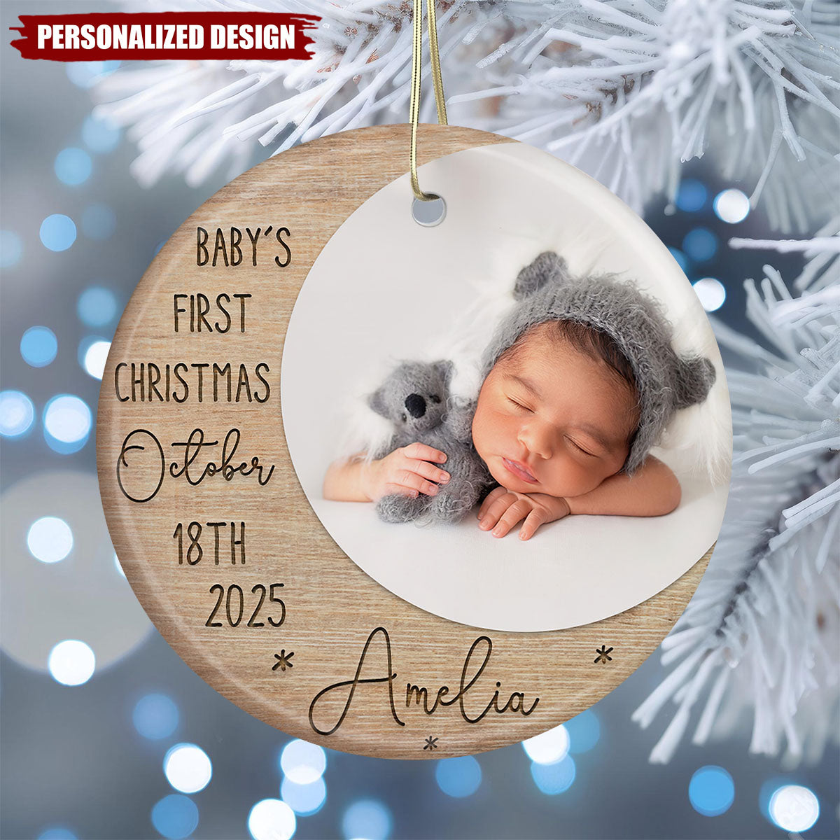 Personalized Baby’s First Christmas Ornament, Baby 1st Christmas Bauble
