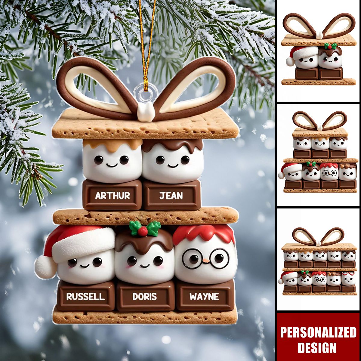 Happy Smores - Personalized Acrylic Ornament - Gifts For Family, Friends, Coworkers