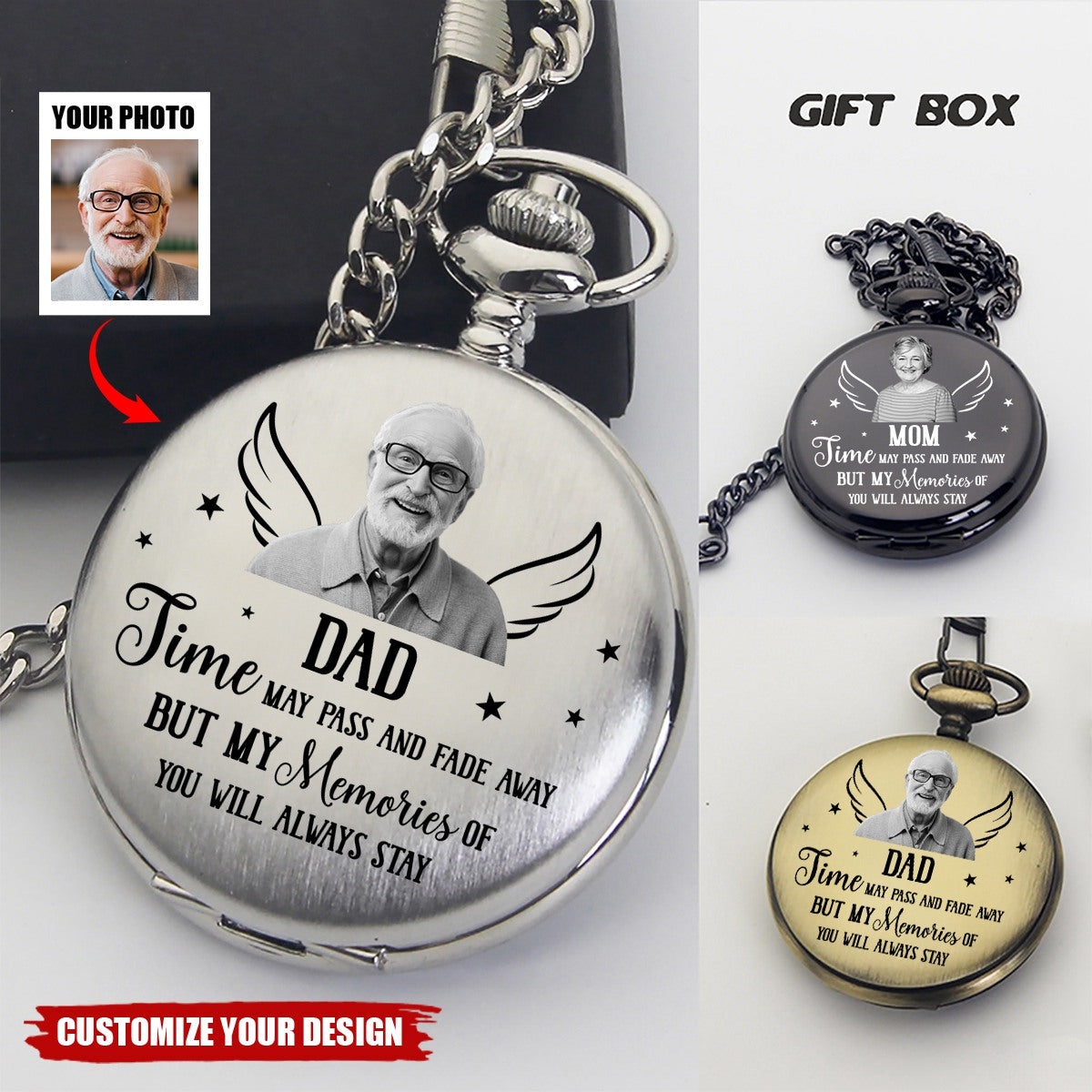 My Memories Of You Will Always Stay - Personalized Photo Pocket Watch