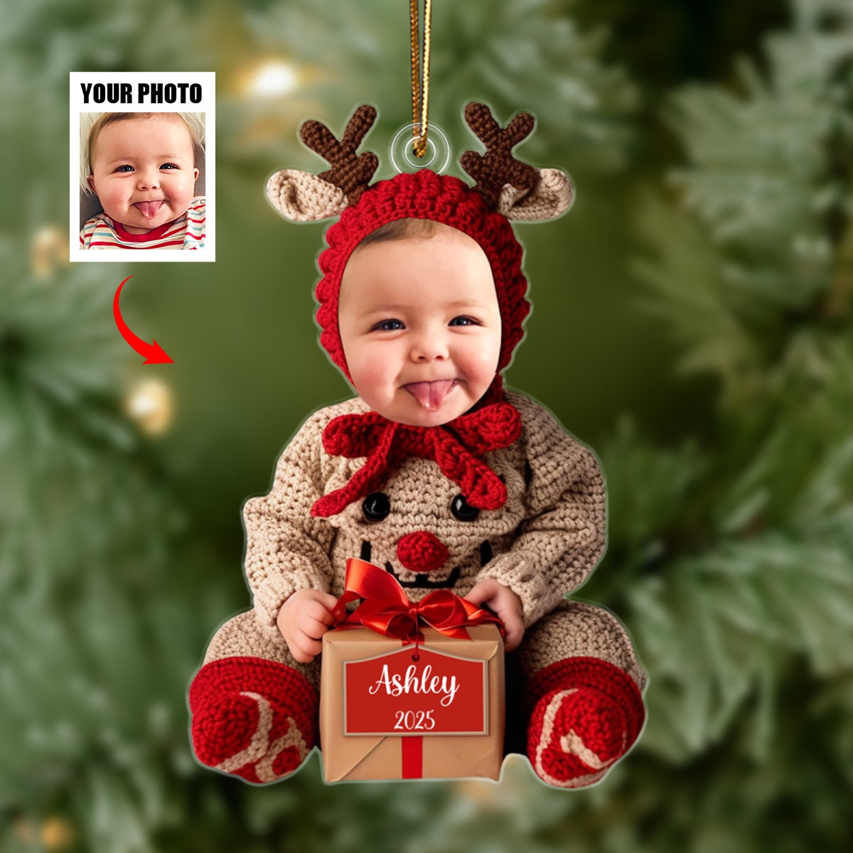 Personalized Baby Photo Ornament, First Christmas Keepsake