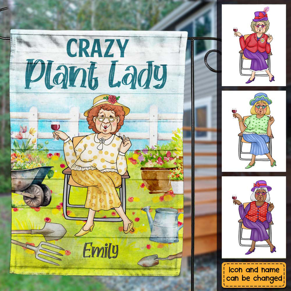Gift For Grandma Crazy Plant Lady Garden Flag