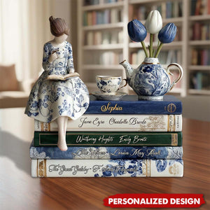 Personalized Custom Name Book Reading Girl Plaque, Gift For Book Lover