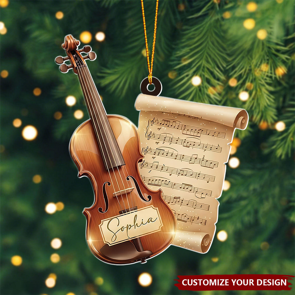 Custom Name Personalized Violin Ornament, Music Lover Gift